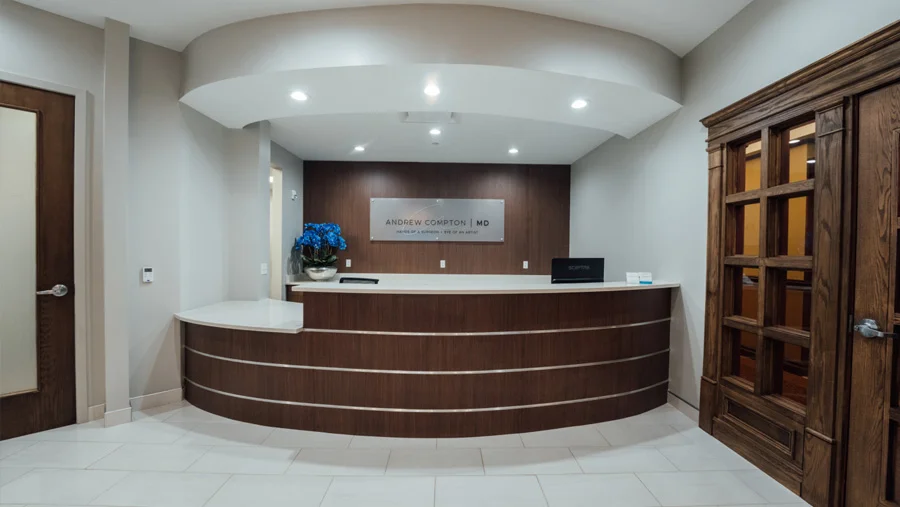 A wide shot of Dr. Comptons MD Reception Desk